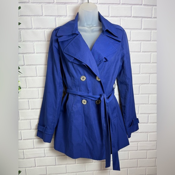 Express Women's Blue Double-Breasted Trench Coat Size SP - Picture 3 of 12